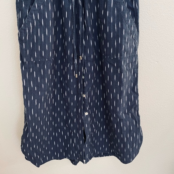 Faherty Saylor Dress Button Up Cotton Midi Midnight IKat Size Medium - Picture 7 of 9